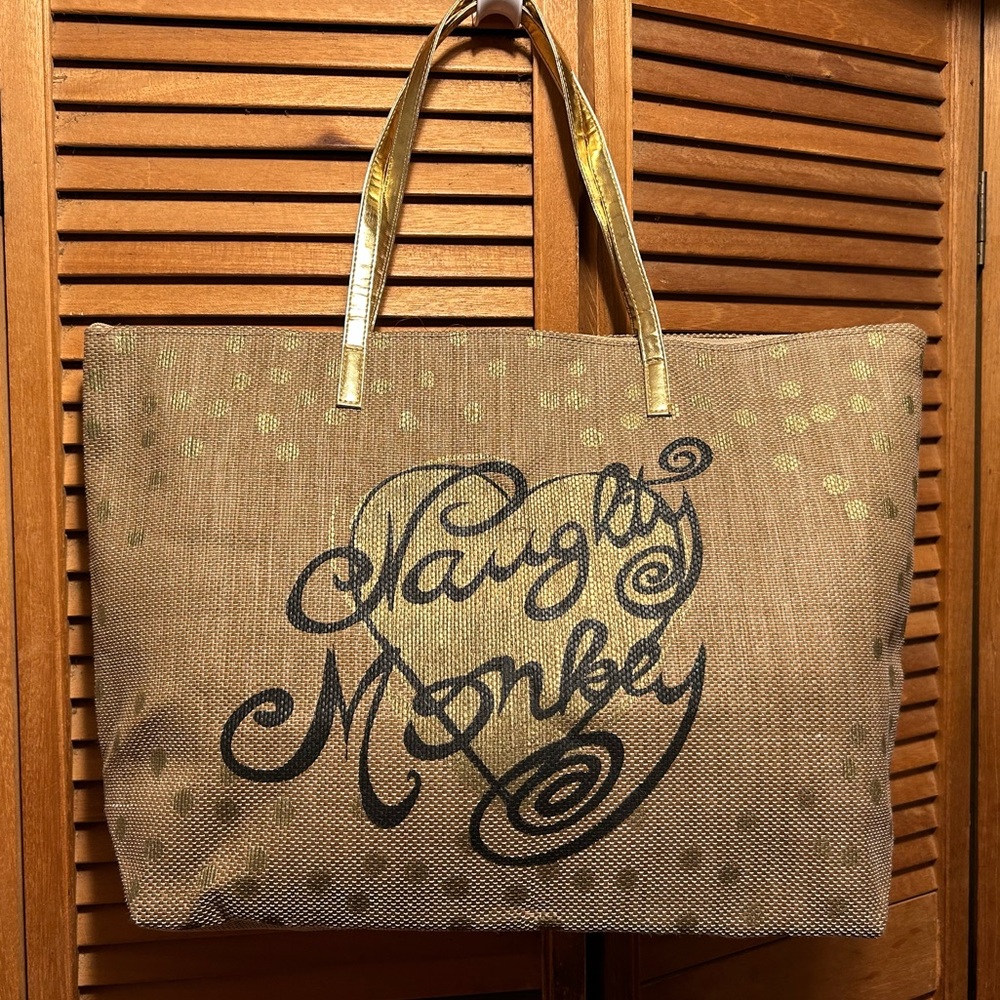 Naughty Monkey Large Oversized Straw Tote